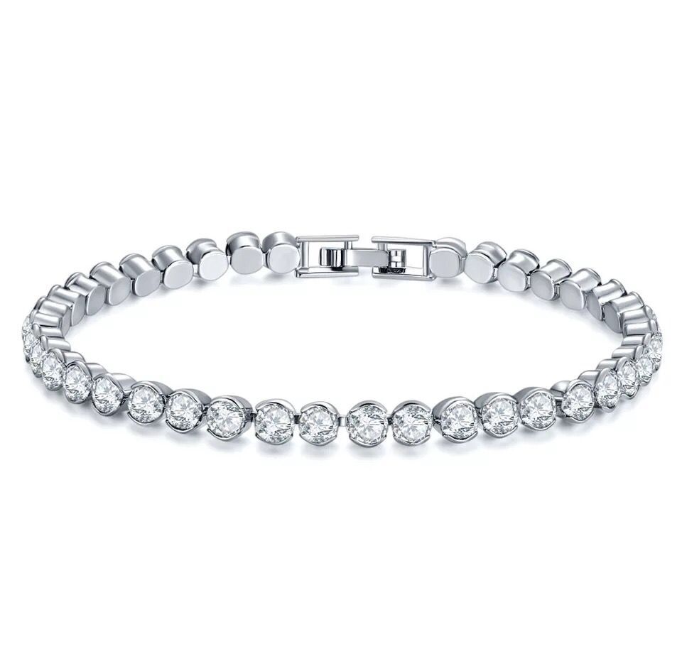 

MxGxFam 7 Color Choices White Gold Color Small Bracelets for Women 19 Cm AAA+ Cubic Zircon Good Quality 17cm белый