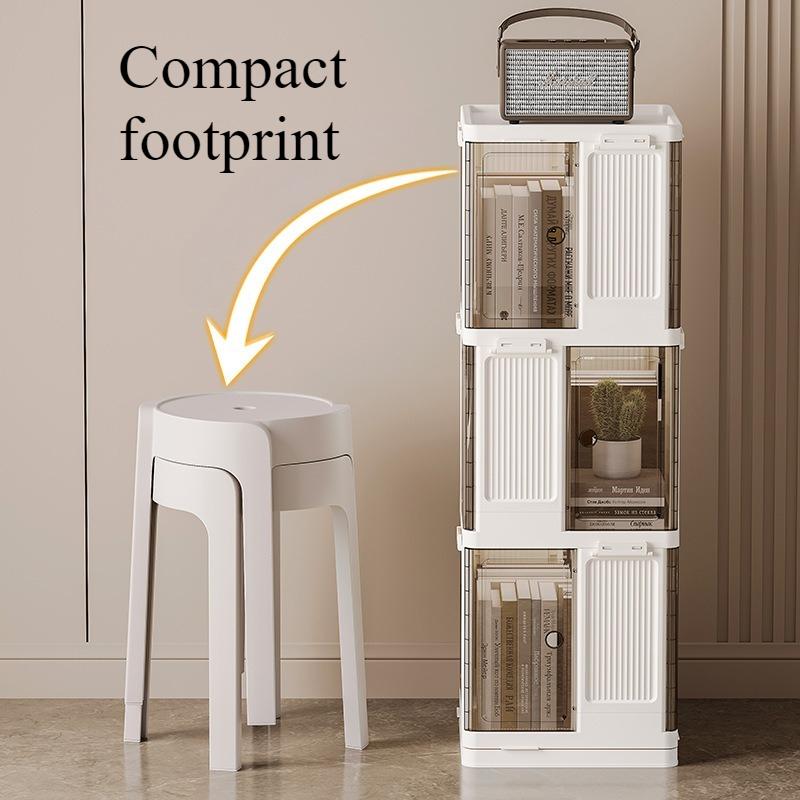 Transparent Book Shelf Rotating Bookshelf Bedroom Multifunctional Folding Storage Box Household Removable Bookcase Organizer