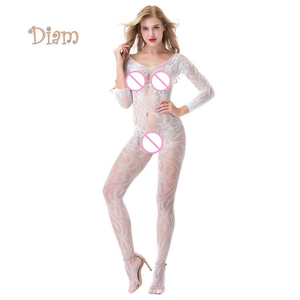 Acadele Femei Hot Sexy See-through Crotchless Off Umeri Neted Bodystocking Lenjerie de noapte
