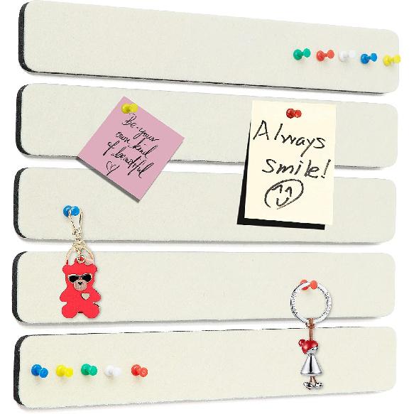 Felt Pin Board Bar Strips Bulletin Board for Bedrooms Offices Home Wall Decoration, Notice Board Self Adhesive Cork Board with 35 Push P for Paste