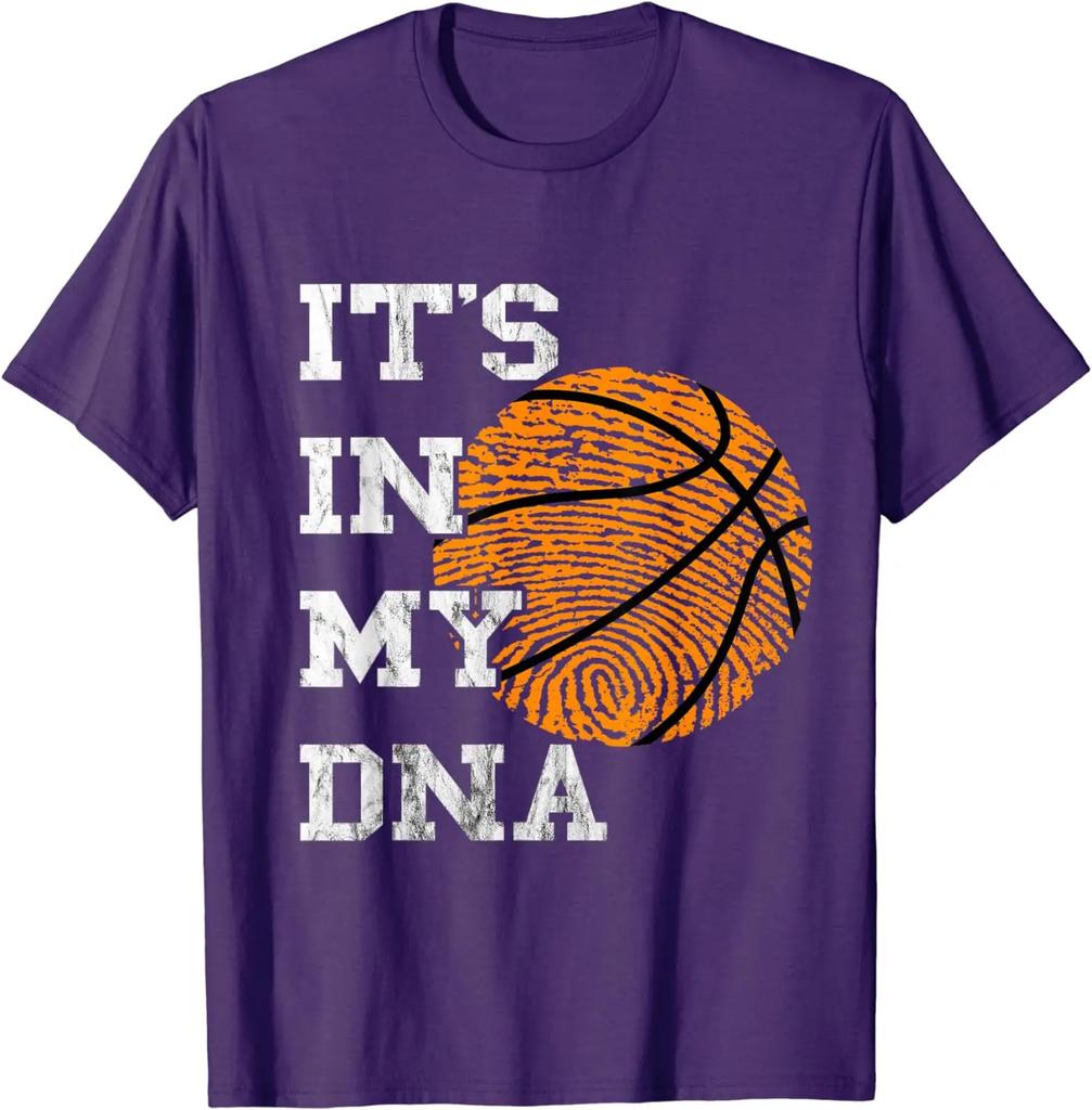 Basketball Its In My DNA Fingerprint Playing Basketball TShirt Short Sleeve Casual 100 Cotton Shirt
