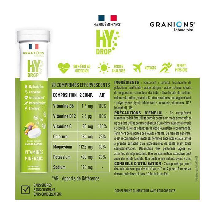 GRANIONS HYDROP Electrolytes - Vitamin C, Magnesium, Minerals - Mango Passion