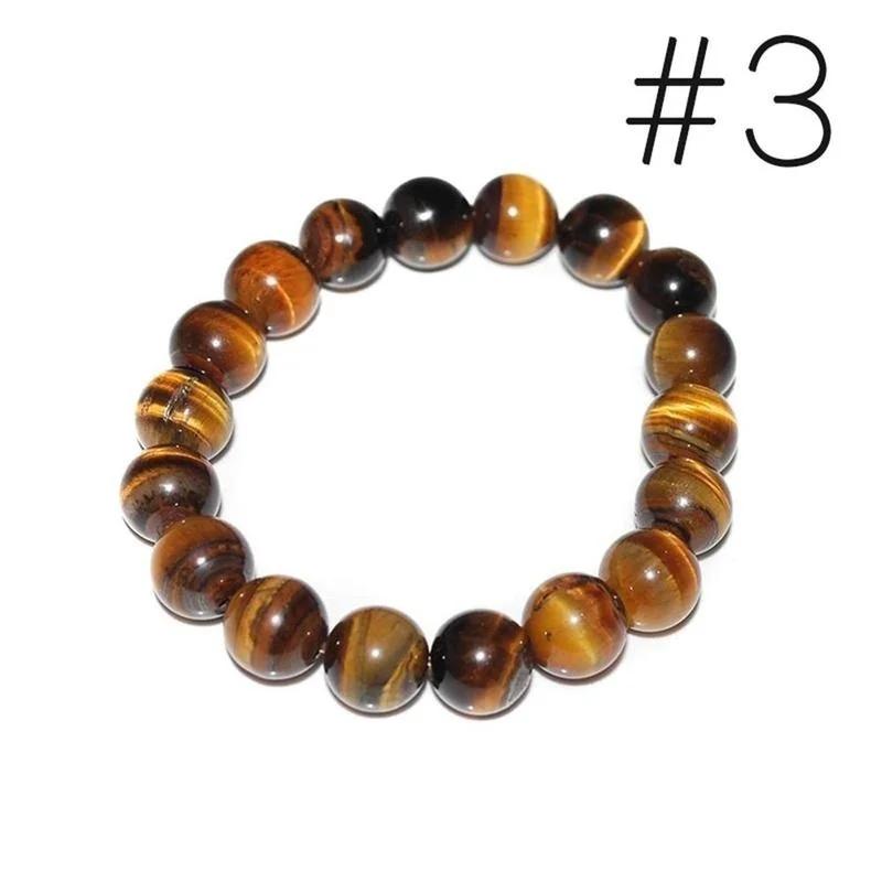 Perles en Pierre Naturelle 6/8/10mm Bracelet Oeil de Tigre Classique Homme Femme Bouddha Lave Noire Bracelets Minimaliste Yoga Méditation Bijoux