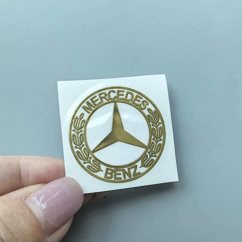 3cm 5cm Round Wheat Star Badge Thin Nickle Logo Car Sticker for Mercedes Benz Window Windshield Ipad Phone Accessory Logo