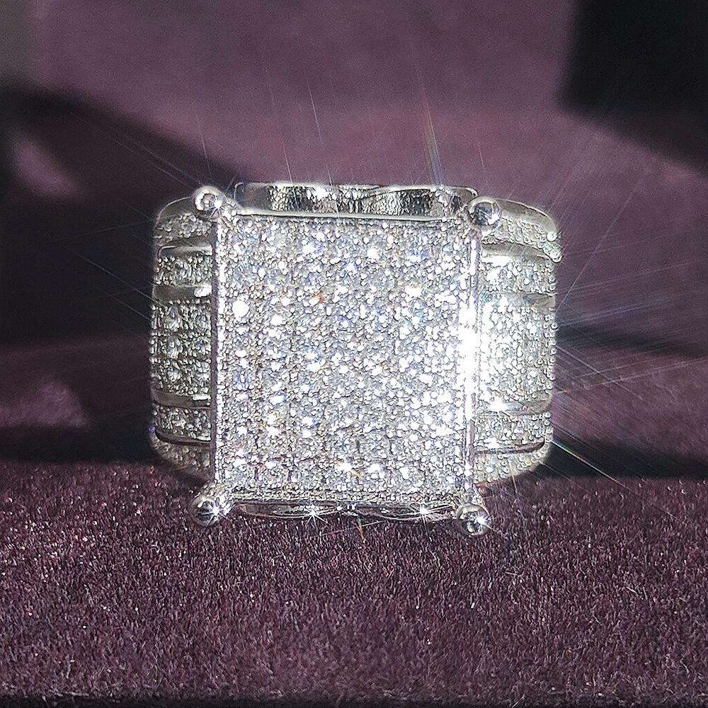 Luxury Platinum Plated Diamond Cut-out Ring - r6512