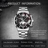 DEYROS Watches Men Watches Date Men's Watches Six Hands Steel Bracelet Watches Quartz Watches Sport Men Watches Luminous Watch Men