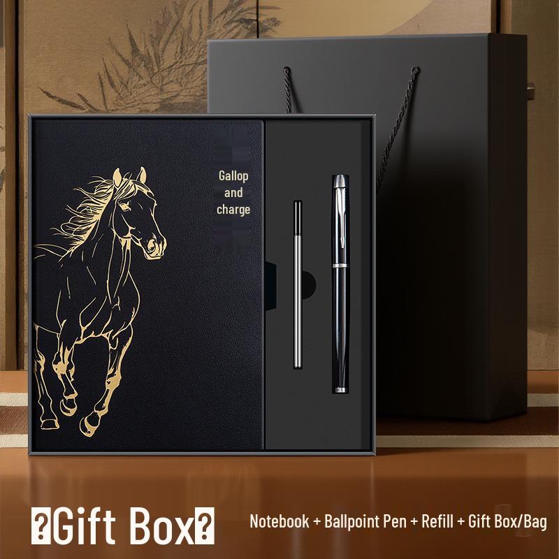 Year of the Horse Custom A5 Meeting Notebook Gift Set: High-End Business Souvenir with Logo Printing