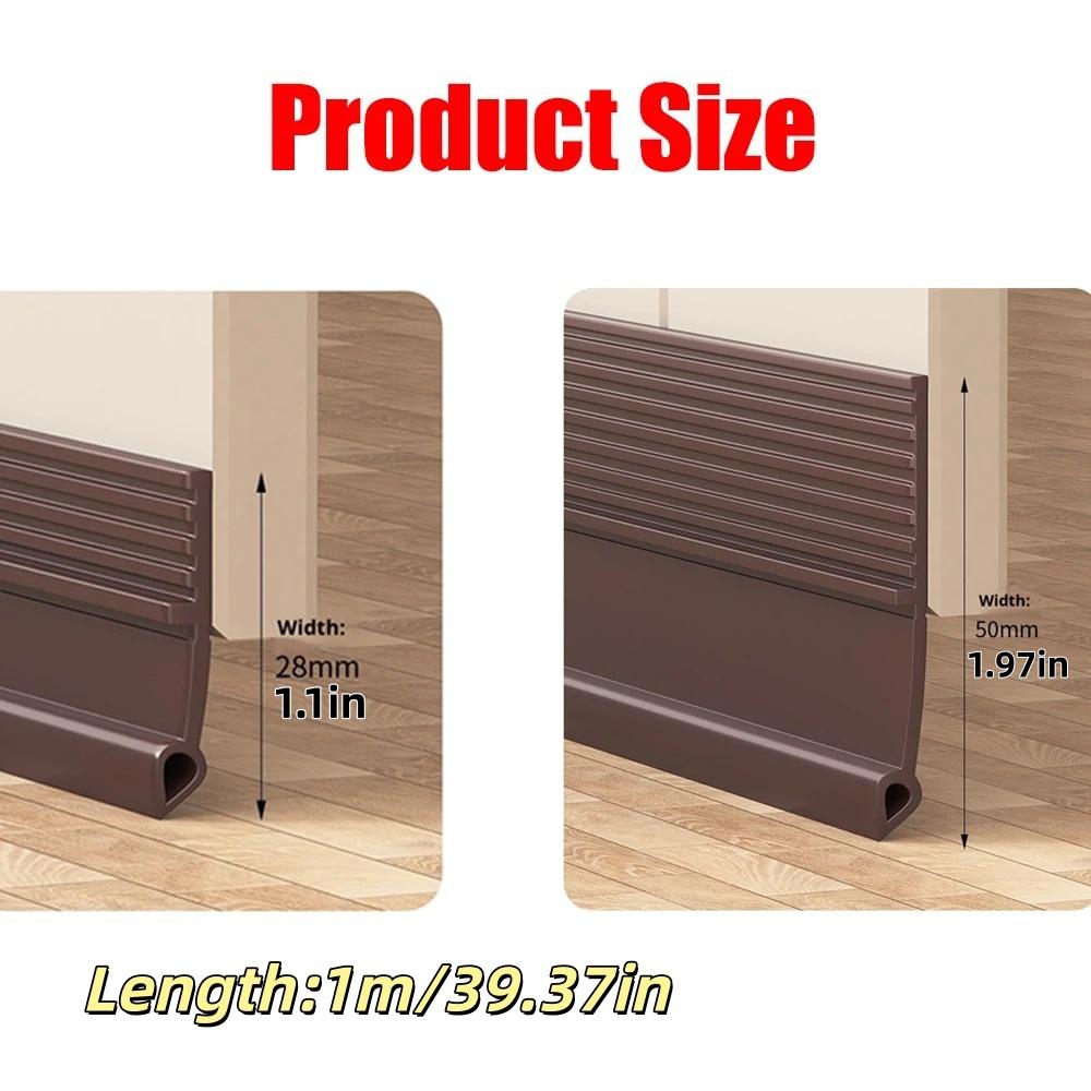 1PC 39.37in Self-Adhesive Windproof Door Bottom Seal Strip Double Dustproof Free-Cutting TPE Under Door Weatherstrip