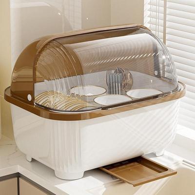 Large Transparent Bowl with Lid, Plate, and Chopsticks - Dustproof Tableware and Bowl Rack Included