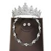 Retro Crown Necklace and Earring Set: Luxury Three-Piece Bridal Jewelry for Weddings and Banquets