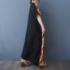 Colorful Patchwork Black Long Dress Vintage Robe