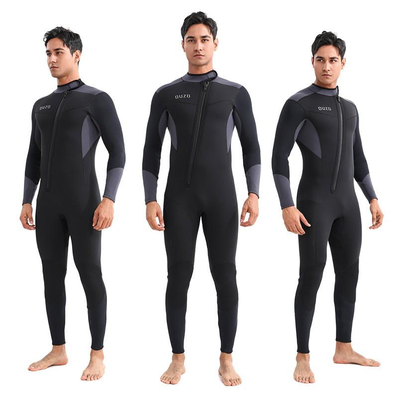 5/3mm Diving Suit Men's Super Elastic Thick Velvet Cold-proof Warm One-piece Jellyfish Surfing Swimsuit