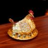 Rhinestone Chick Figurine Metal Simulated Hen Key Trinkets Jewelry Box Container Holder Home Office Desktop Decoration Ornament
