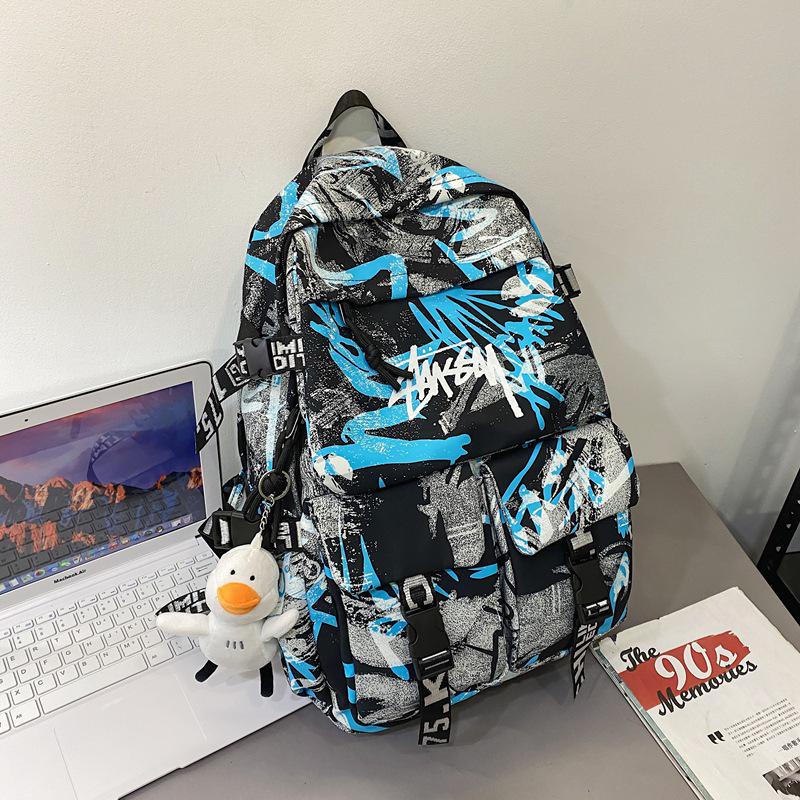 Spot Graffiti Streetwear Lightweight Backpack for Students & Casual Use