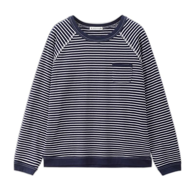 Giordano Women s Retro Striped Loose-Fit Long-Sleeve T-Shirt XL