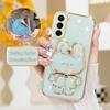 S 21 22 23 24 Luxury Plating Mirror Holder Case For Samsung Galaxy S21 S20 S23 Fe S22 Plus Ultra Silicone Stand Cover S21fe