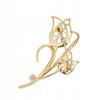 Women'S Flower Brooch Tulip Pinets -Plated Elegant Decoration With Cubic Zirconias
