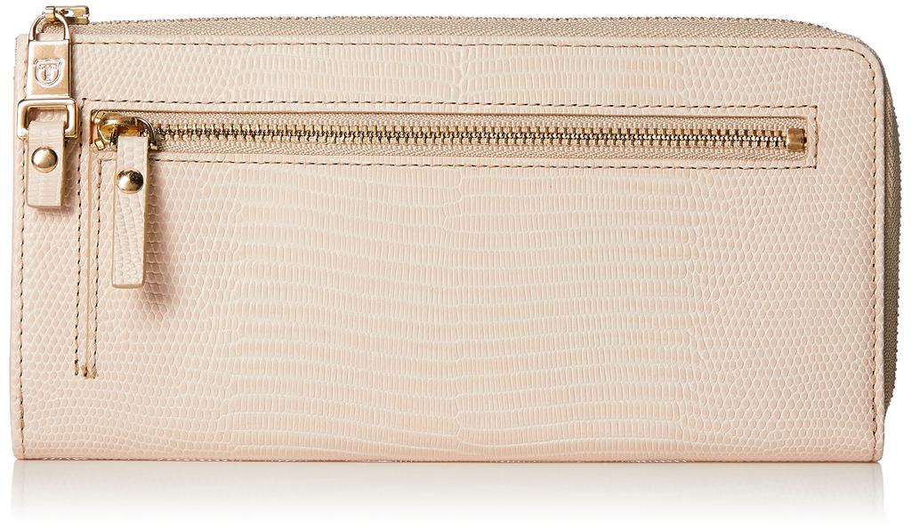 Topkapi Italienisches Leder Eidechsenprägung Lange Geldbörse mit Großem Reißverschluss und Falte, LUCIA, Damen, Blassbeige, Einheitsgröße