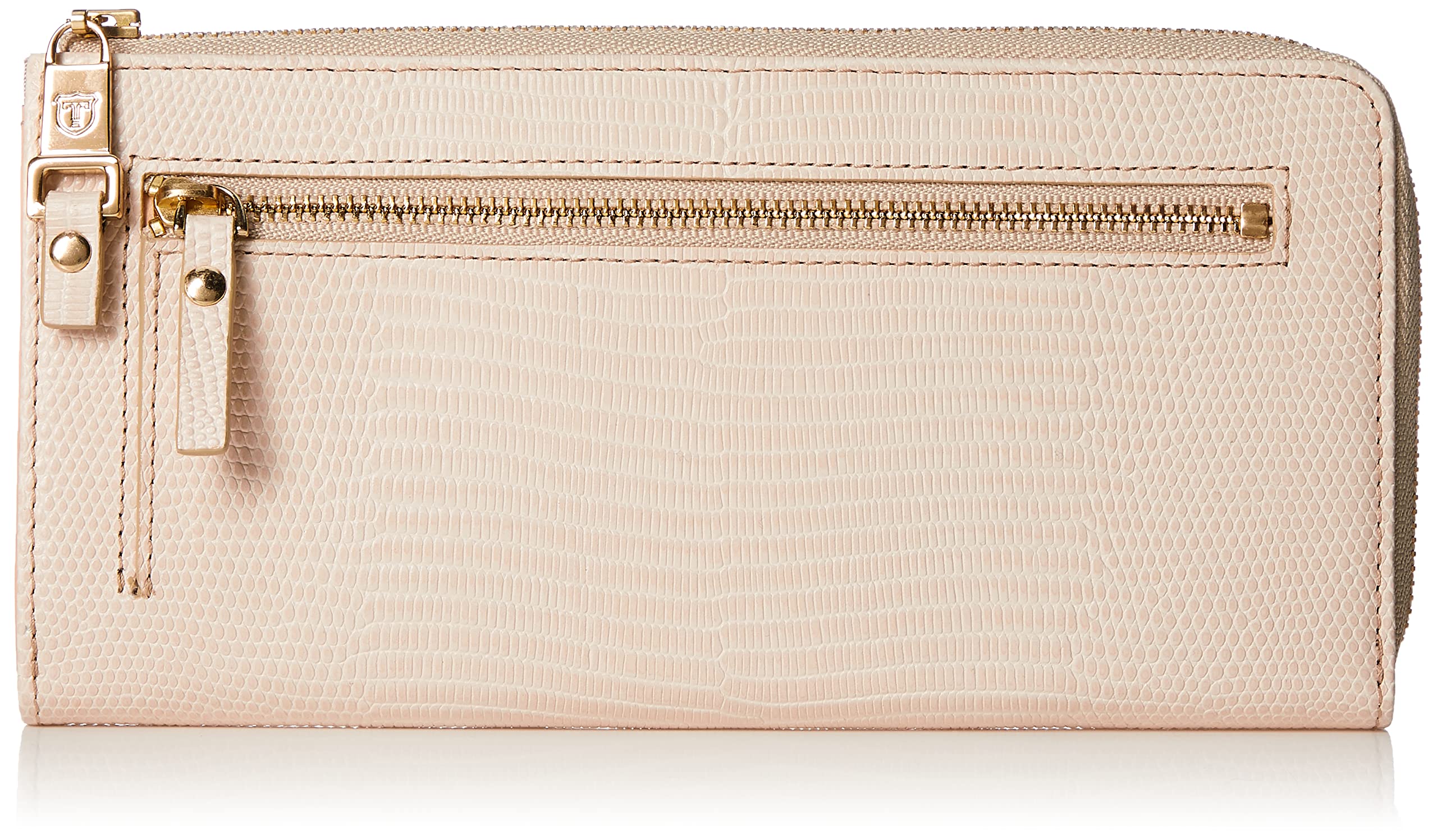 Topkapi Итальянская кожаная длинная женская сумка-кошелек с тиснением под ящерицу, с большим замком-молнией и расширяющимися боковинами, LUCIA, Светло-бежевый, Один размер