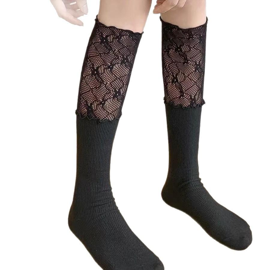 Lace Patchwork Autumn and Winter Socks, Women's Calf Socks, High Ballet Boots Socks, Lace Sweat-absorbing Lace Lace Pile Socks