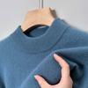 Men's Oversized High Quality Half High Collar Long Sleeve Knit Sweat Knitwear Tops Winter Clothes Unershirt For Men