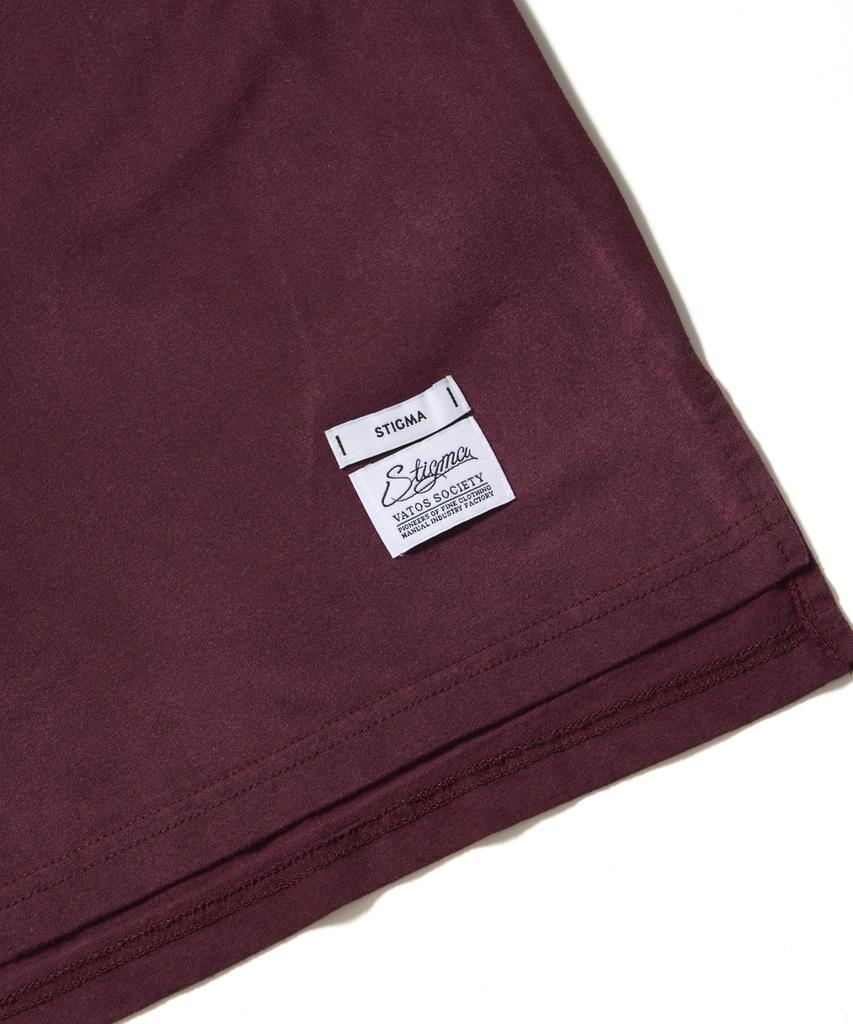 STIGMA Paranoid Tv Vintage-Like Washed Oversized Short Sleeves T-Shirts Burgundy