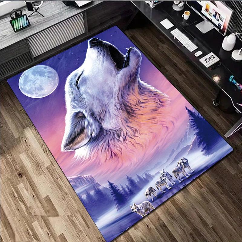1Pc Tiger and Wolf Print Rug - home decoration Carpet For Living Room Bedroom Flooring Computer Chair Area Rug