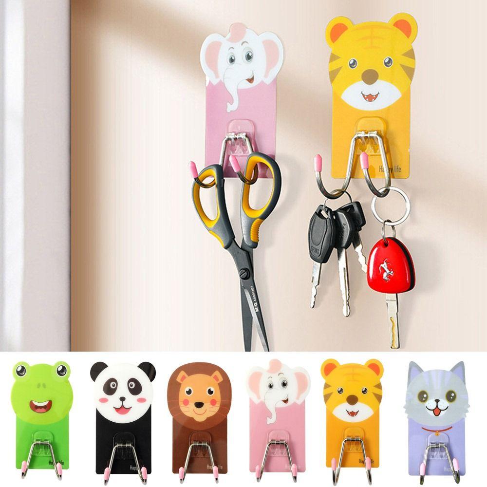 

Самоклеящийся настенный крючок с изображением животных, мультяшный липкий крючок, практичные настенные крючки для хранения на кухне Kitten