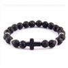 100% Natural Volcanic Lava Bracelet Black Zirconia Braclet New Simple Fashion Cross Braslet Hematite Gift for Boyfriend
