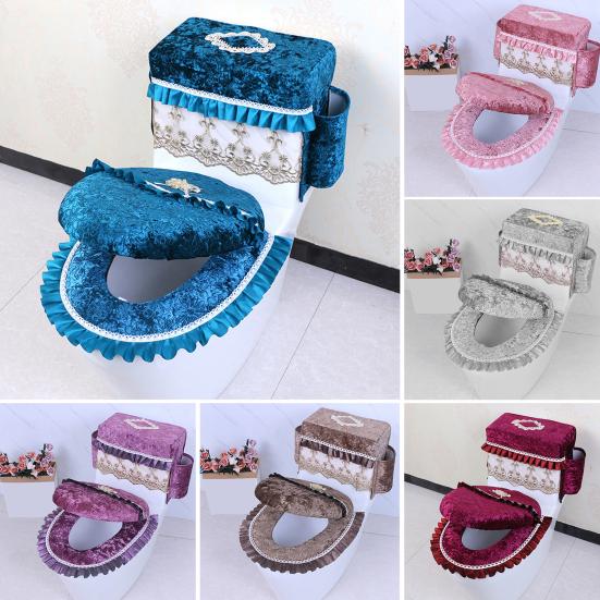

Flannel Toilet Tank Cover Ultra Plush Toilet Lid Cover синий