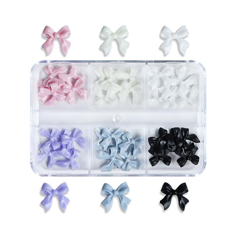 6-grid Box Ribbon Bow Nail Accessories Resin Bow Accessories DIY Nail Products