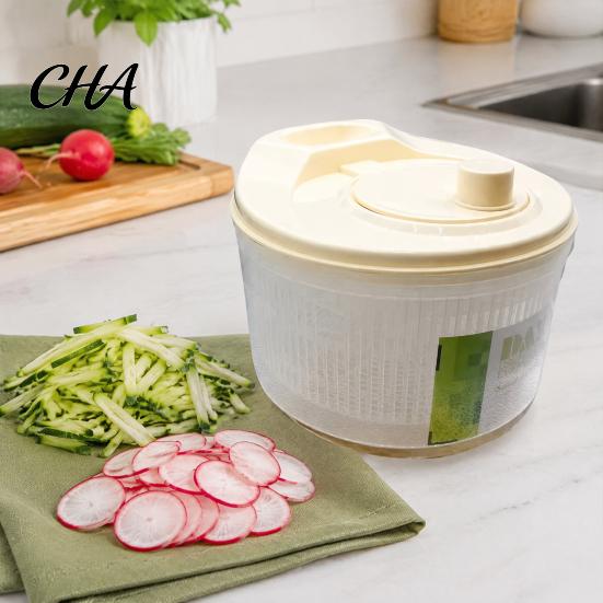 Multi Functional Vegetable Slicer Salad Spinner, Manual Quick Drying Fruit Washer, with Kitchen Tool for Vegetables Slicing Blade Design, Dryer