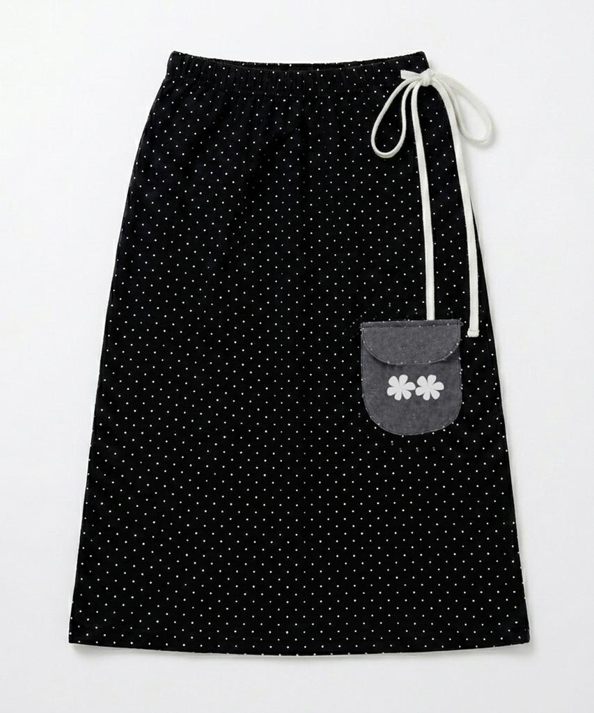 Ebeulisi Dot Pocket Sweat Skirt (Black)