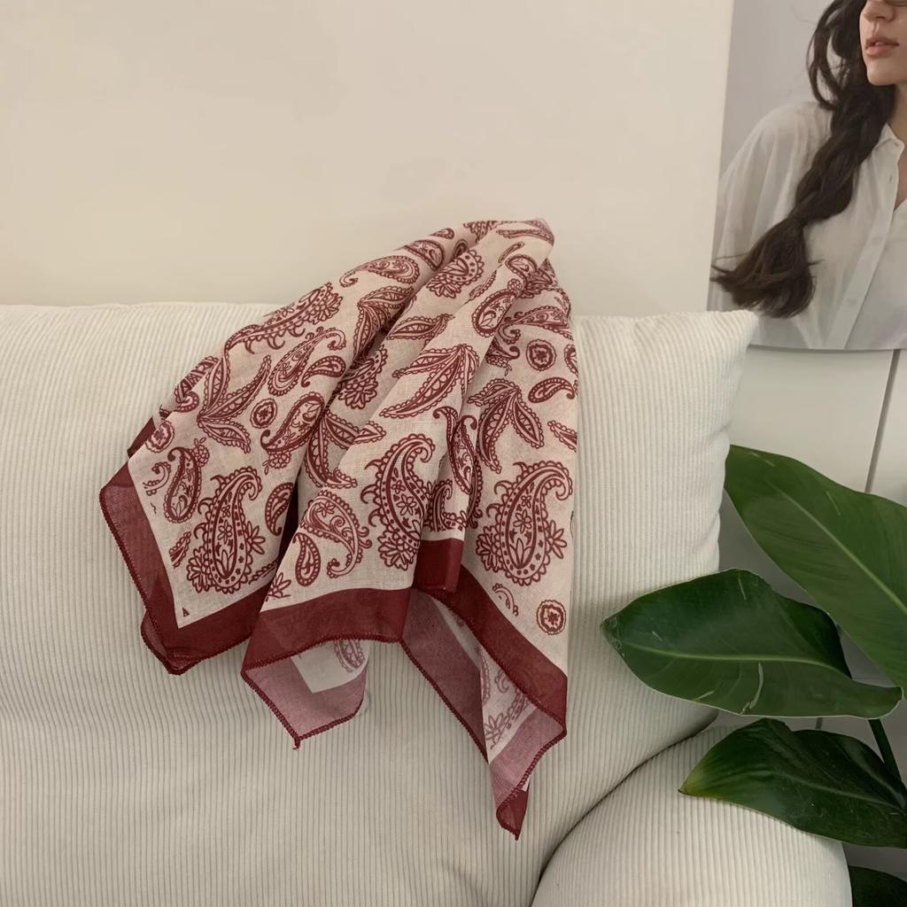 Cotton and linen headscarf small square scarf 11 * 11cm silk scarf square scarf polka dot silk scarf ribbon thin soft high-end silk scarf