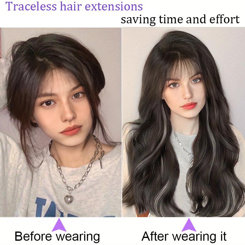 Spot Dyed Ear Dyed Wig Patch Large Wave One Piece Four Card Hair Extension Patch Women's Wig Long Curl Hair Extension Wig