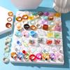 Modische Dopamin-Farbe Transparente Harz-Einfache Kreis-Einlage Imitation Edelstein Quadratische Ringe für Damen Schmuck Accessoires Geschenke