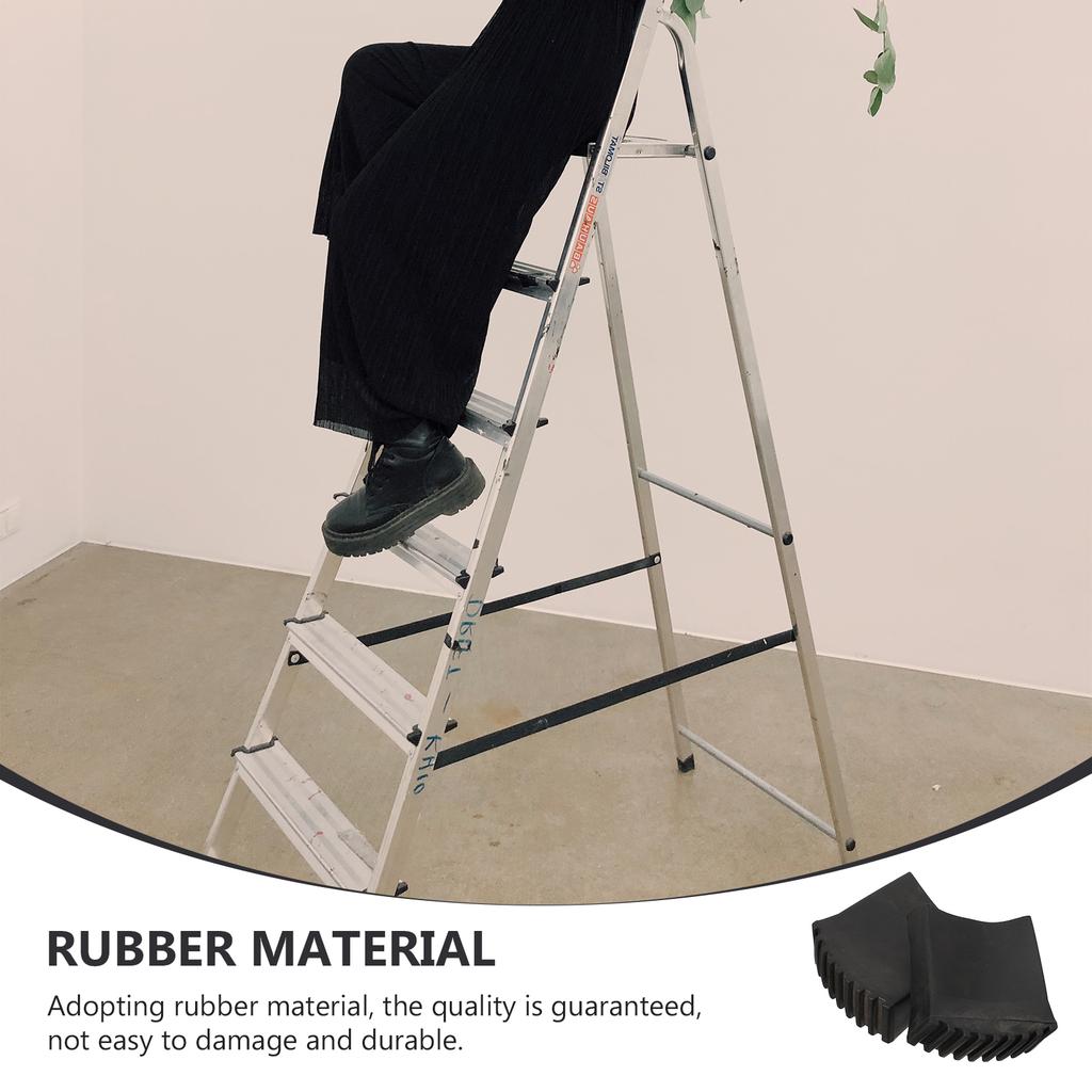 2 Pcs Rubber Anti Slip Ladder Foot Covers Wear Resistant Floor Protectors Easy Install Replacement Folding Feet Stabilizer Pads