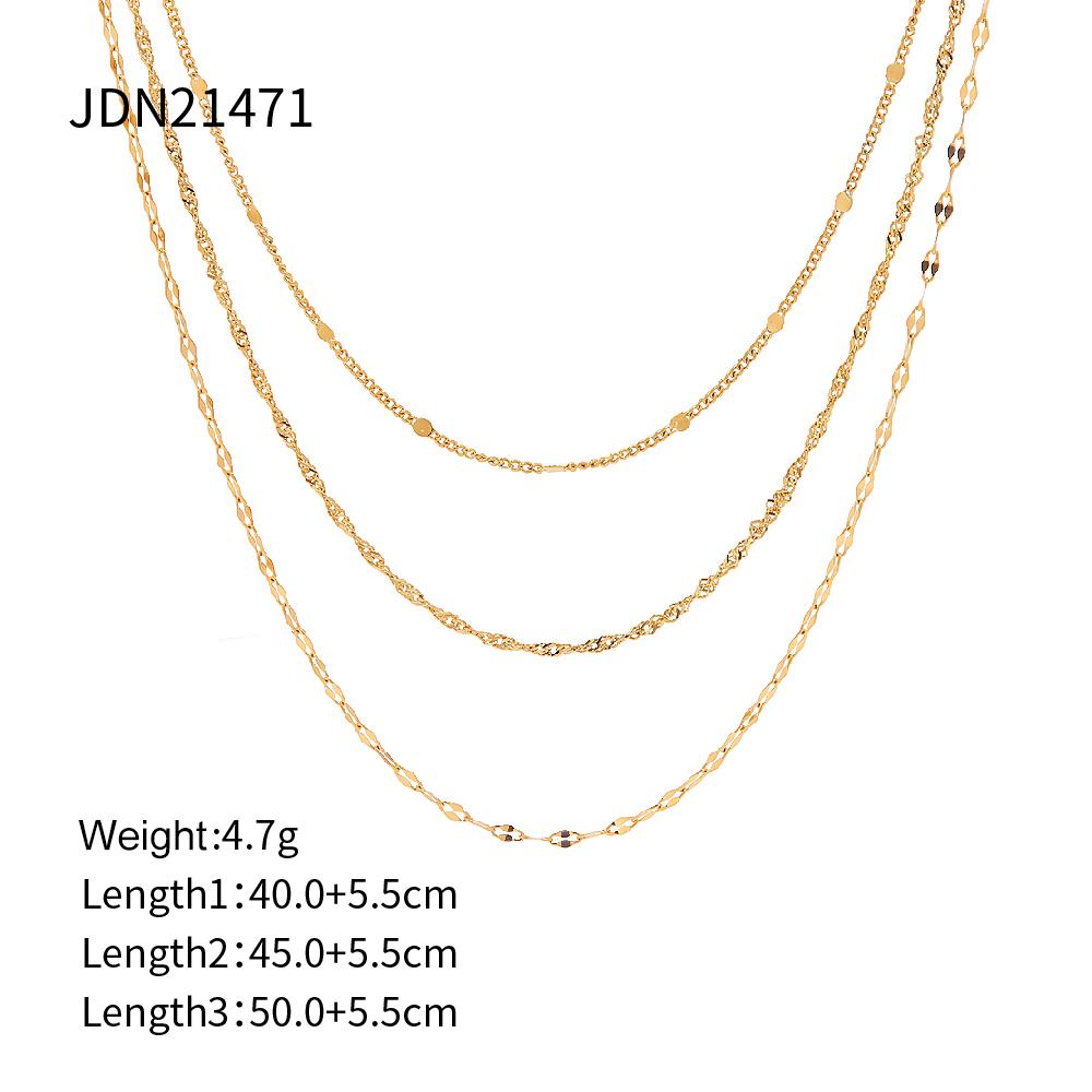 Uworld Gioielli Semplici Placcato Oro 18K Collana a Strati Catena Piatta Serpente Collana a Corda Serpente in Acciaio Inossidabile Regalo
