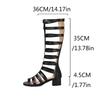 Brown Women Gladiator Sandals Med Block Heel Lady Casual Shoes Large Plus Size 48