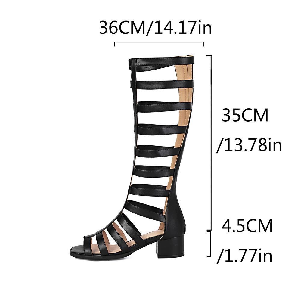 Brown Women Gladiator Sandals Med Block Heel Lady Casual Shoes Large Plus Size 48