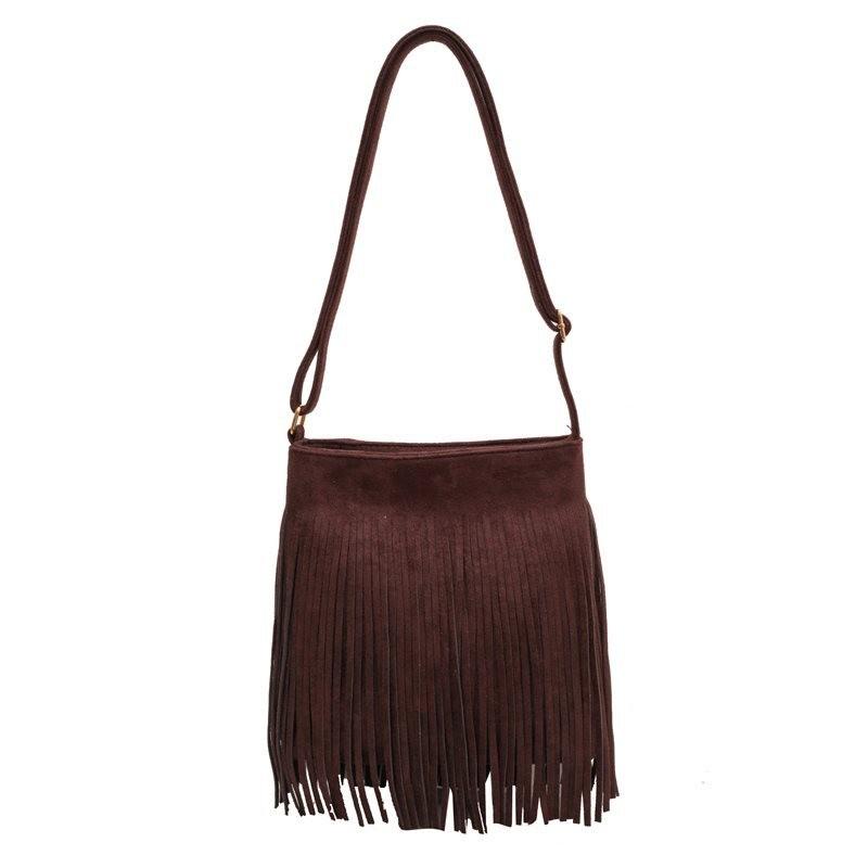 Stylish Retro Faux Leather Shoulder Bag For Women With Charming Tassel Detail