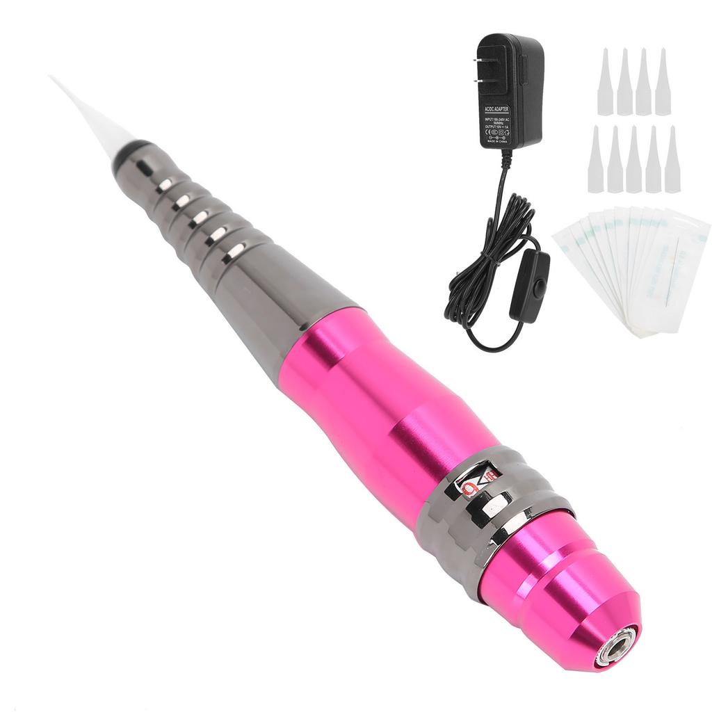 Semi Permanent Microblading Machine Pen Eyebrow Lip Tattoo Machine Needle Cap Set  (Rose Red )
