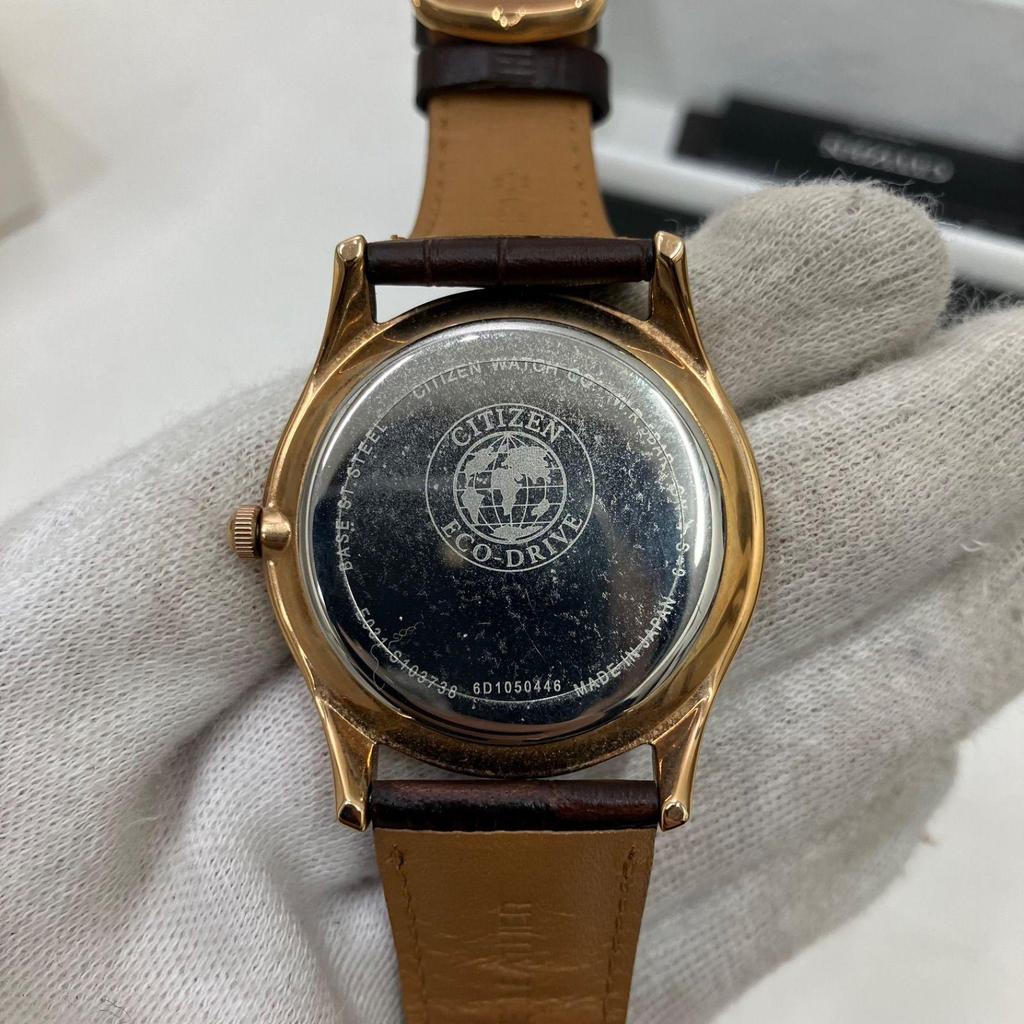Used D9263 CITIZEN Citizen E031-S103738 Eco Drive Watch Quartz Watch Solar Battery Leather Brown Dark Brown