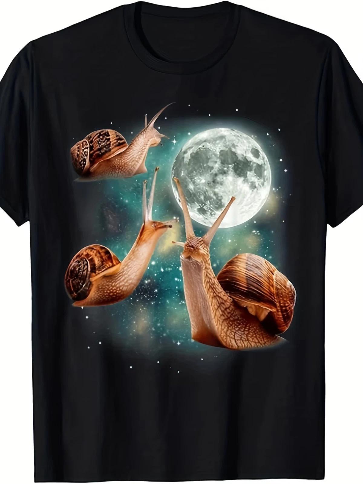 Three Snail Moon 3 Mollusks Howling Weird Cursed T Shirt Lightweight Breathable XL