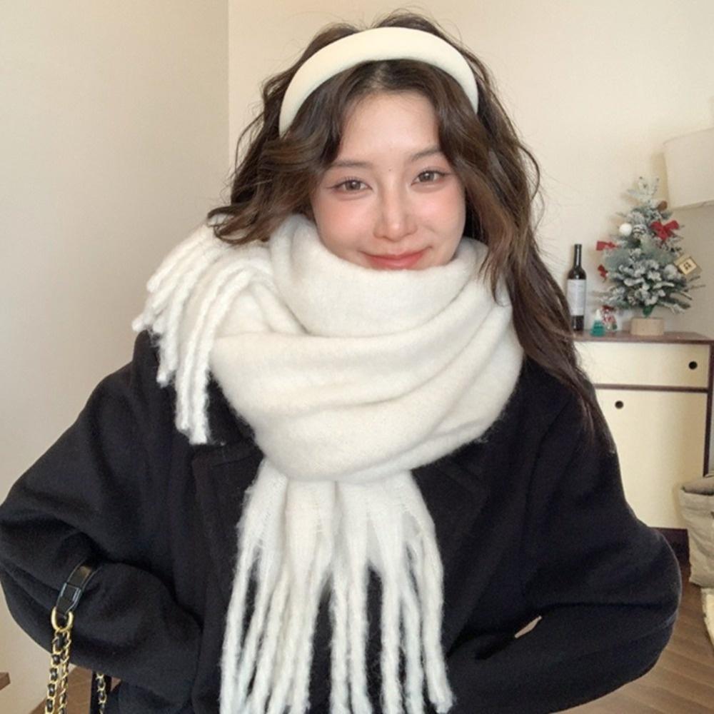 Plush Wool Scarf Mohair Long Shawl Retro Winter Cashmere Scarves Women/Men