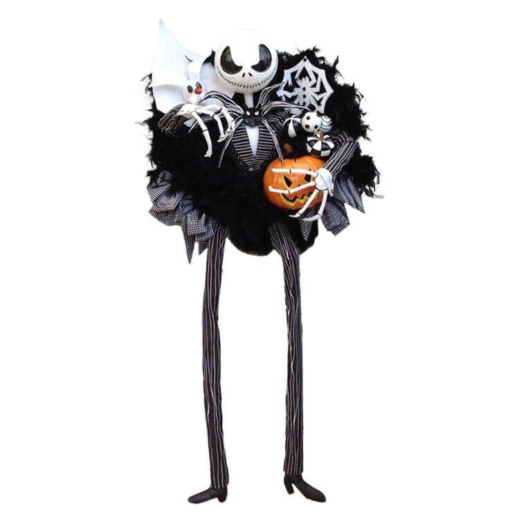 Zhongran Halloween Horror Pumpkin Wreath Door Hanging Holiday Party Horror Skull Decoration Props