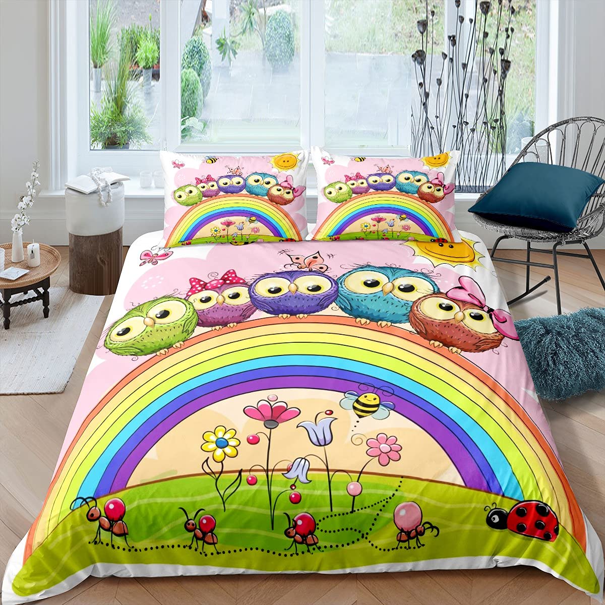 

Радужный пододеяльник Солнце и звезды для девочек мальчиков детей мультяшный стиль облако девчачий микрофибра пододеяльник украшения для спальни 135x200cm 2pcs