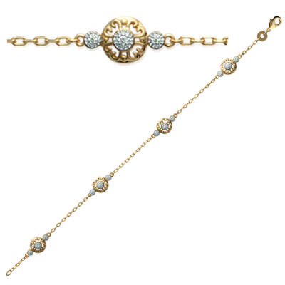 [J3126] - Gold Plated Bracelet 'Déesse' White Gold - 8 Mm