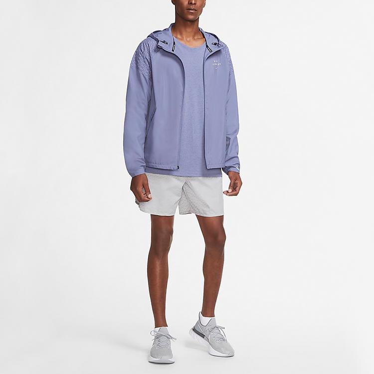 Nike Essential Run Division Flash Reflective Print Hooded Running Jacket Men Jacket World-Indigo CU7871-482