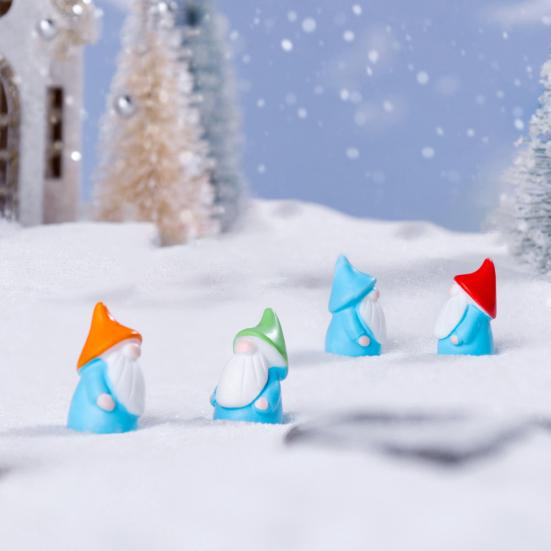 30Pcs Mini Christmas Hat Gnome Figurine Tiny Faceless Dwarf Resin Statue Miniature Colorful Hat Elf Ornament Fairy Garden Decoration